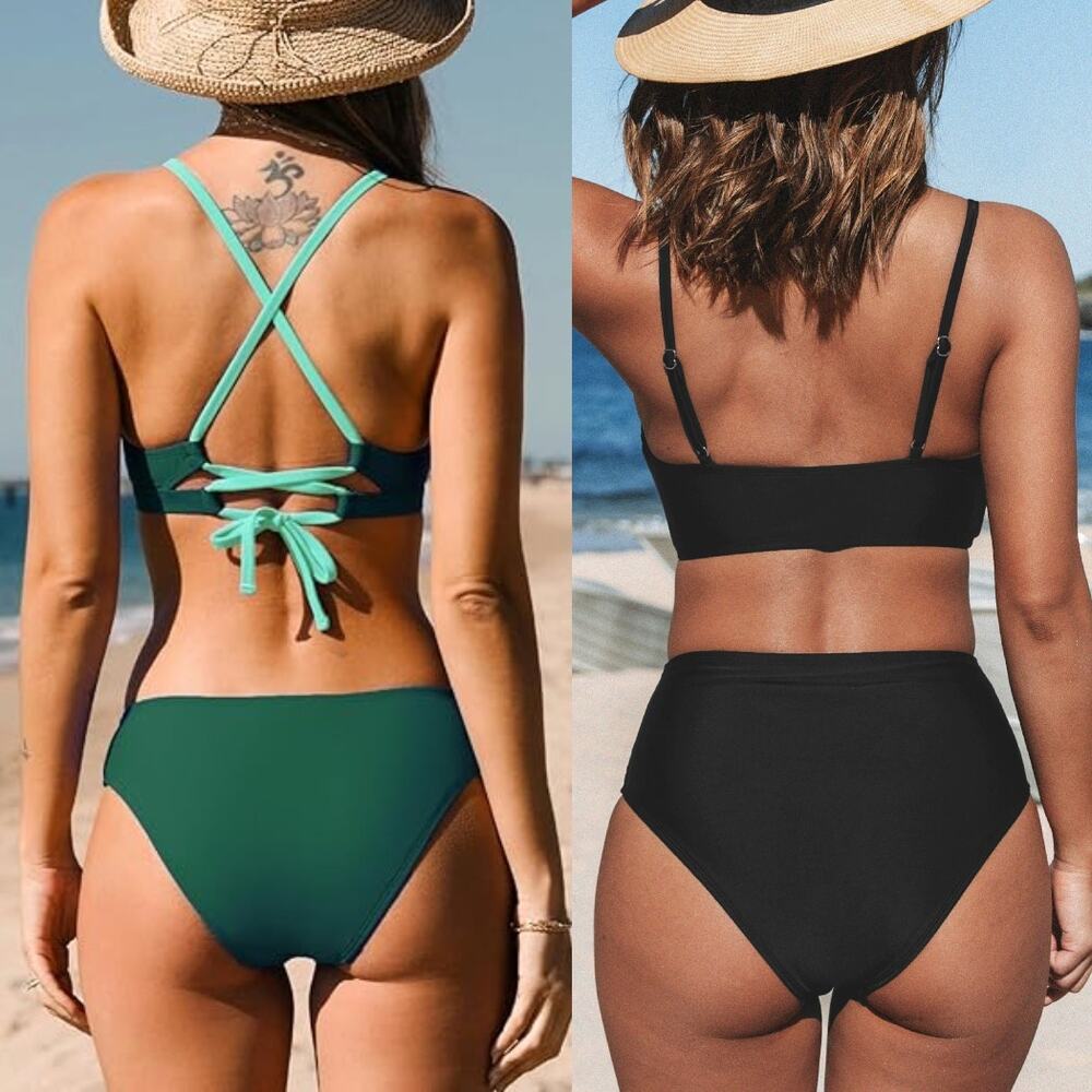 NWT Cupshe Lot of 2 Two Piece Bikinis 2-PC Bathing Suit Swim Beach Paddle Sz M - Picture 3 of 9